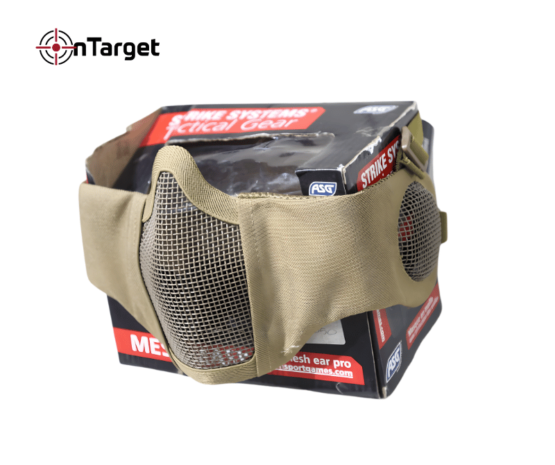 Mesh Face Mask with Ear Protection – Airsoft Safety Face Guard for Outdoor Training